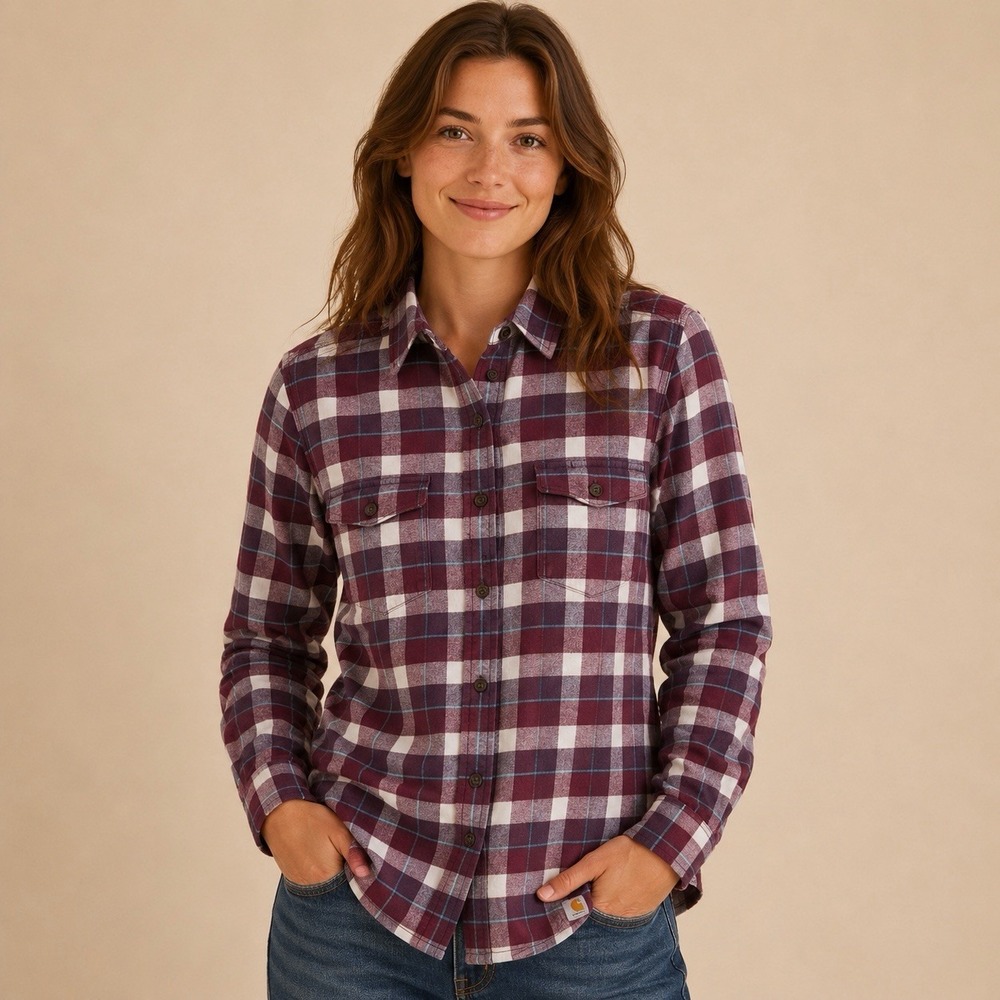 Carhartt Plaid Button Up Shirt M (8/10) Women's Heritage Americana Cabin Core